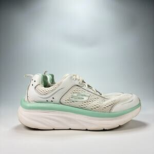Skechers D'Lux Walker Infinite Motion White Mint Green Shoes Women's Size 8.5